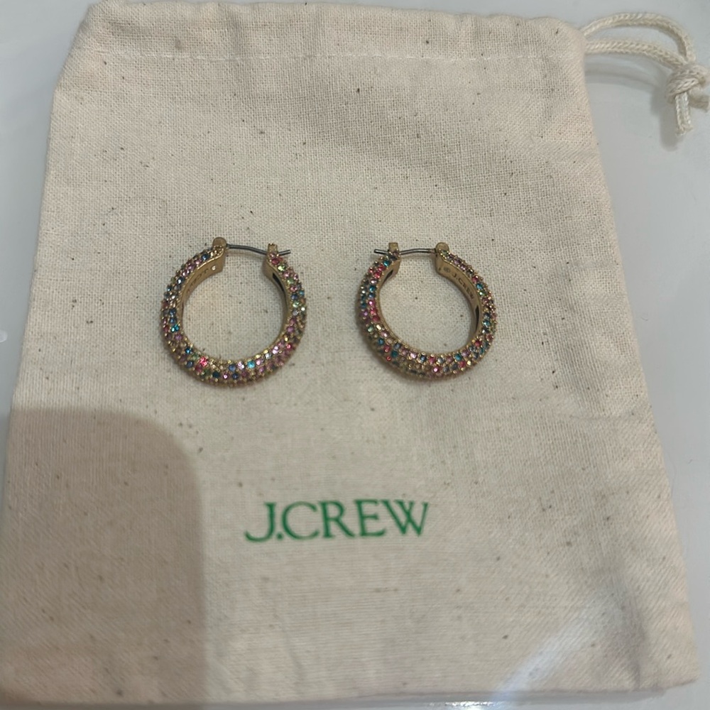 JCrew multicolor stone gold hoops